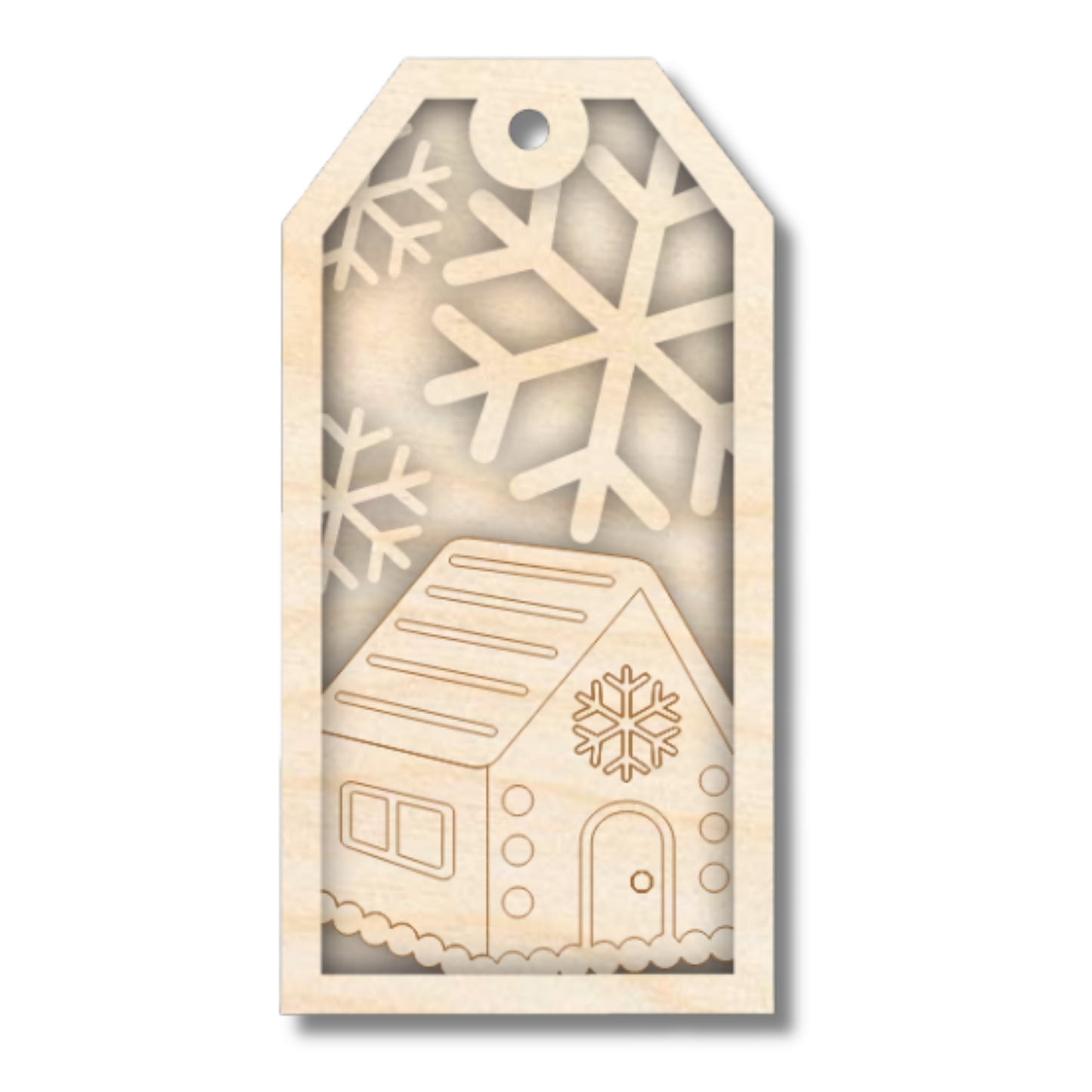 Unfinished Wood Layered Christmas Gift Tags | 14 Options | 3 Piece | 4"-6" Tall | 1/8" Wood | Wood Craft DIY