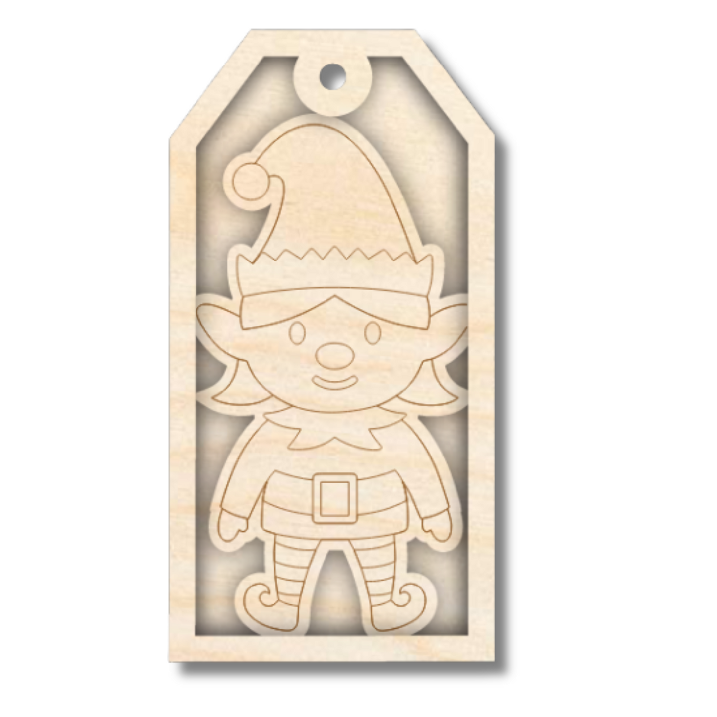 Unfinished Wood Layered Christmas Gift Tags | 14 Options | 3 Piece | 4"-6" Tall | 1/8" Wood | Wood Craft DIY