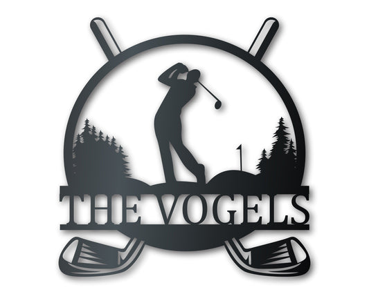 Custom Metal Golfing Monogram Wall Art - Custom Metal Sports Sign - 14 Color Options