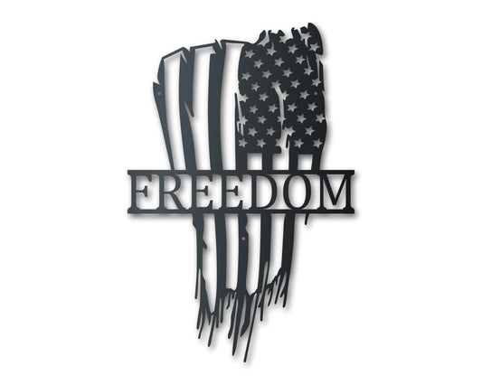 Custom Metal Tattered American Flag Sign | Patriotic Wall Art | Indoor Outdoor | Up to 46" | Over 20 Color Options