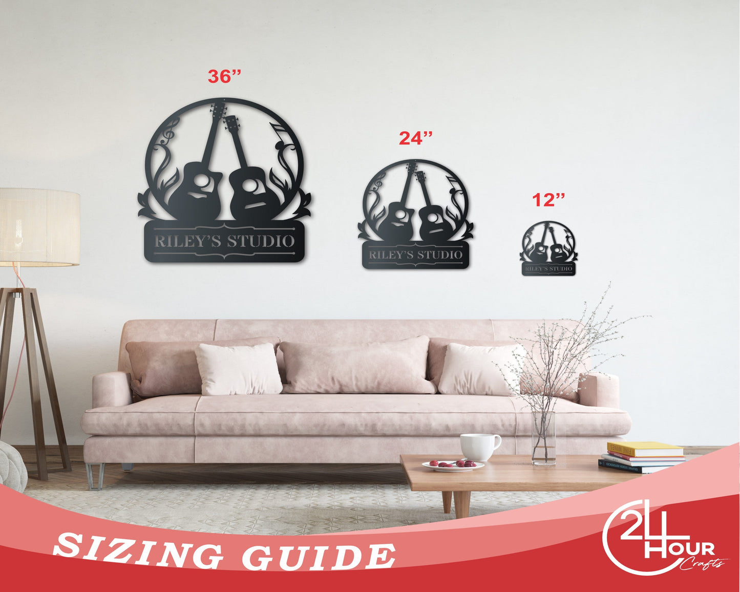 Custom Metal Acoustic Guitar Duo Wall Art | Custom Metal Music Sign | Indoor Outdoor | Up to 46" | Over 20 Color Options