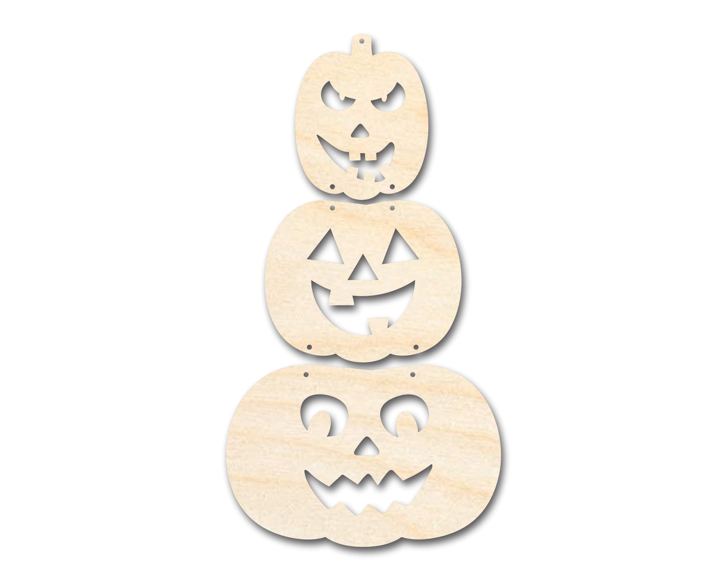Unfinished Wood Hanging Stacked Pumpkins Door Sign | 3 Piece | DIY Craft Cutout | up to 46" DIY