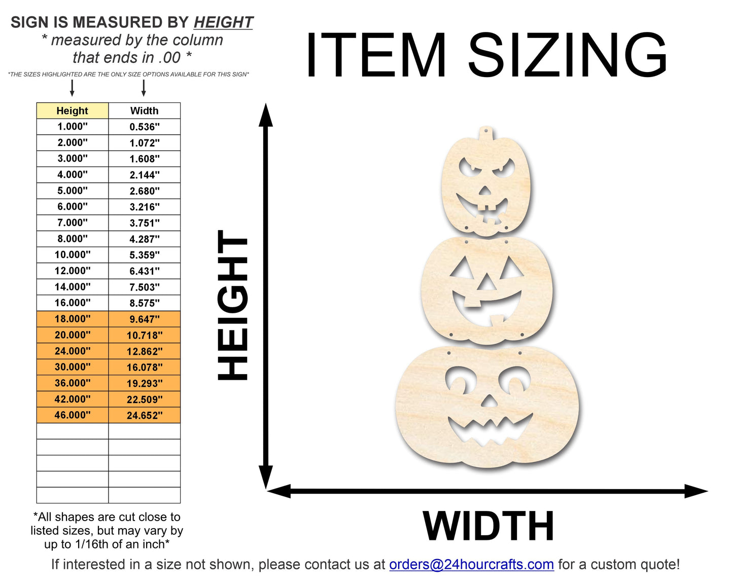 Unfinished Wood Hanging Stacked Pumpkins Door Sign | 3 Piece | DIY Craft Cutout | up to 46" DIY