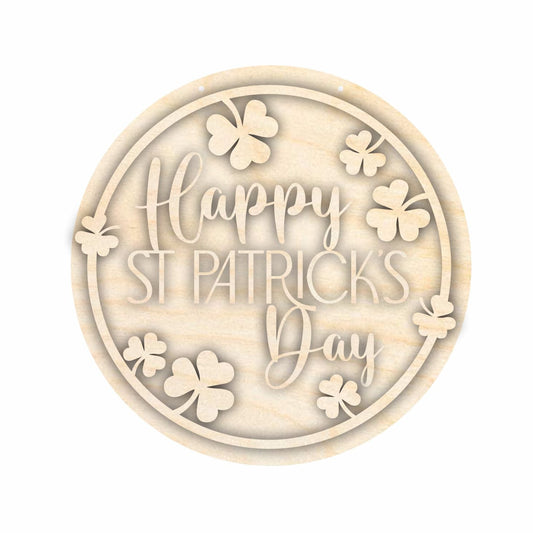 Unfinished Wood Happy St. Patrick's Day Door Sign Kit | Wood Craft Cutouts | 1/4" Thick |
