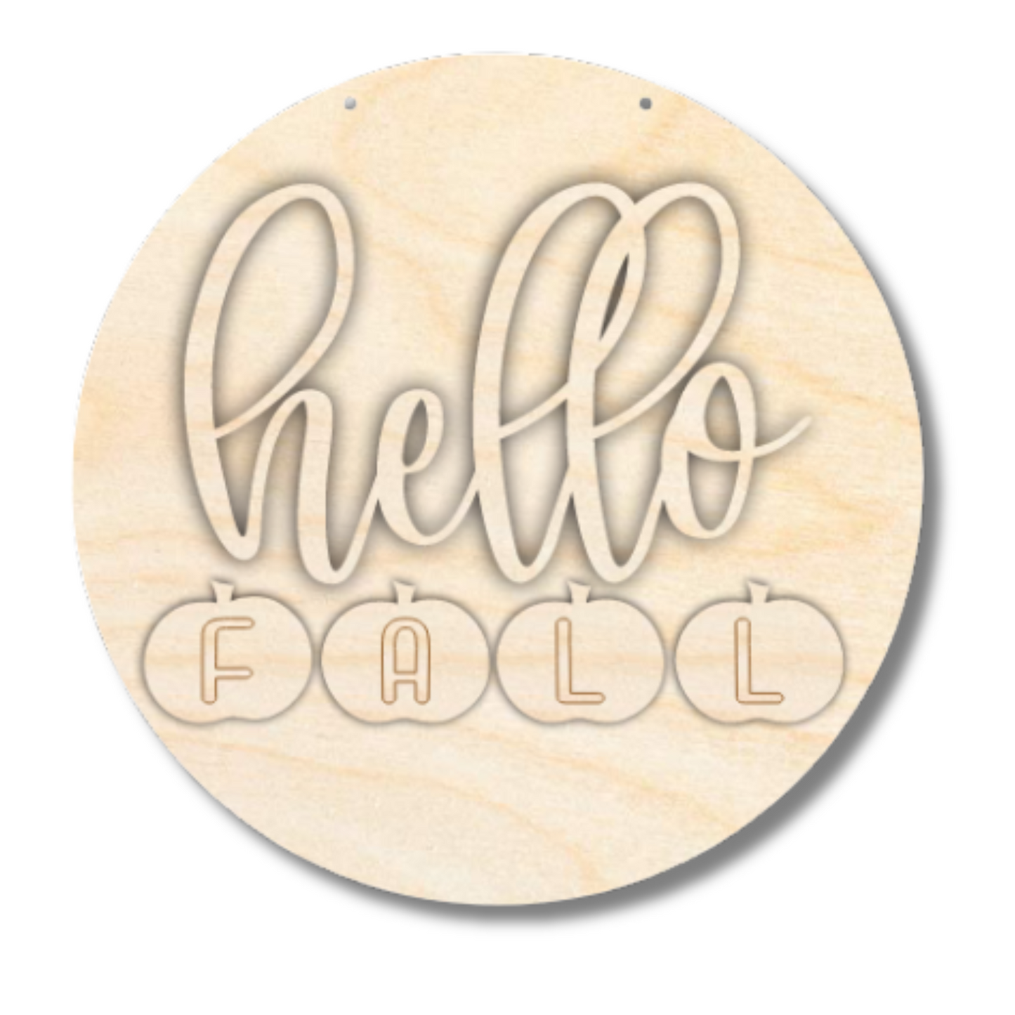Unfinished Wood Hello Fall Etched Door Sign Kit | Wood Craft Cutouts | 1/4" Thick |