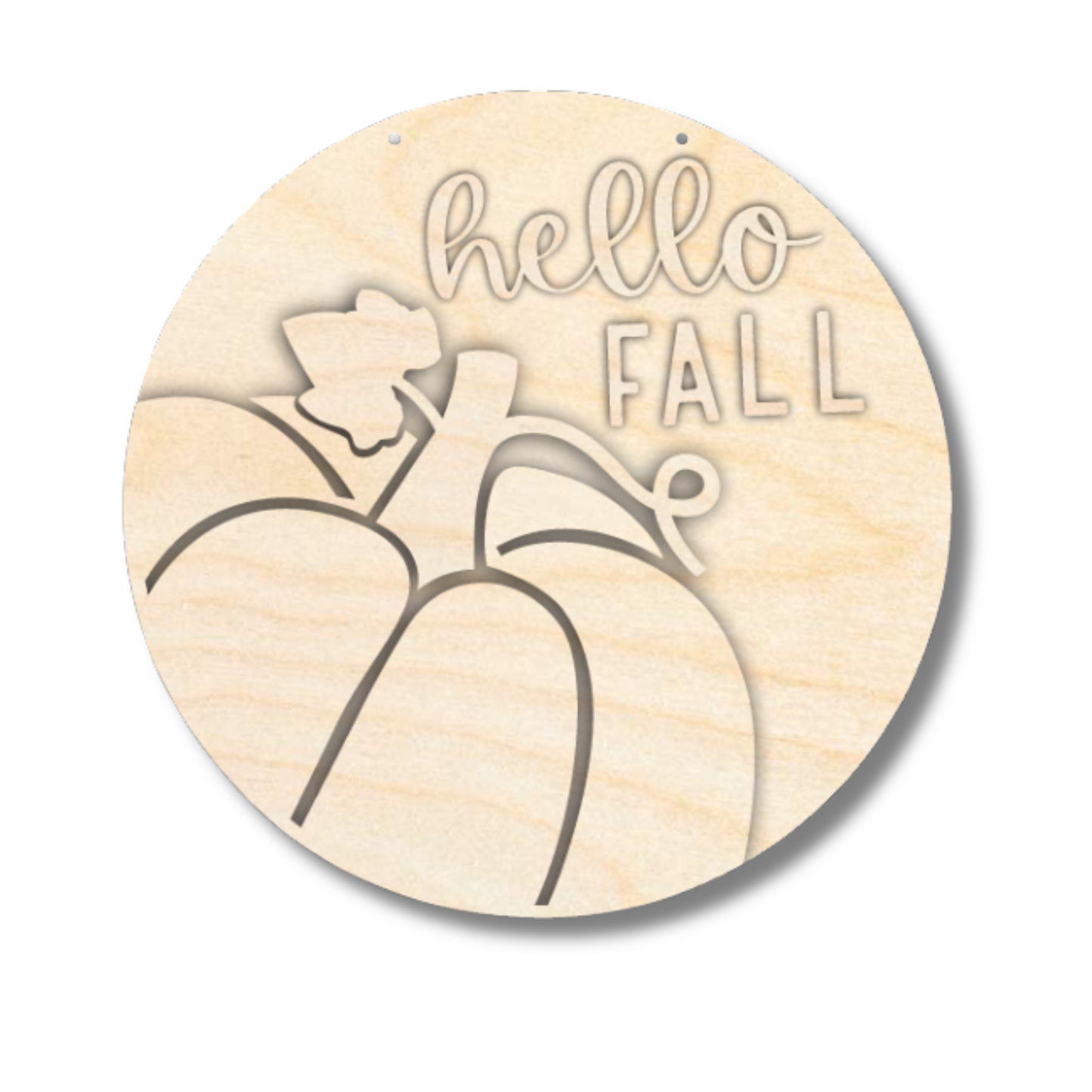 Unfinished Wood Hello Fall Pumpkin Door Sign Kit | Wood Craft Cutouts | 1/4" Thick |