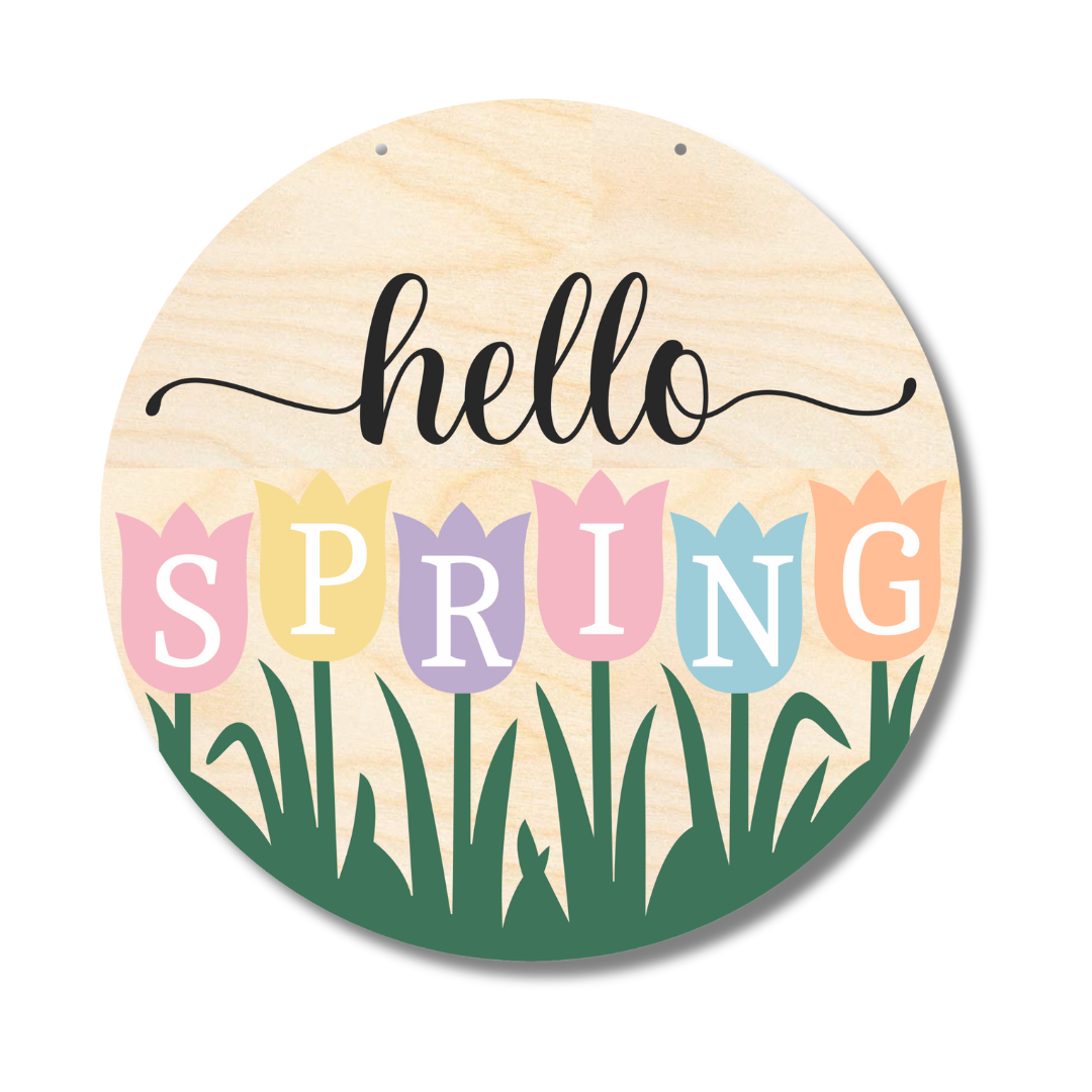Unfinished Wood Hello Spring Door Sign Kit | Wood Craft Cutouts | 1/4 ...