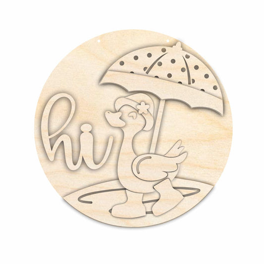 Unfinished Wood Hi Duck Spring Door Sign Kit | Wood Craft Cutouts | 1/4" Thick |