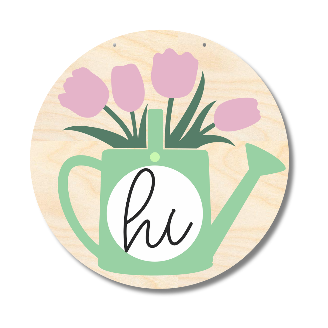 Unfinished Wood Hi Spring Door Sign Kit | Wood Craft Cutouts | 1/4" Thick |