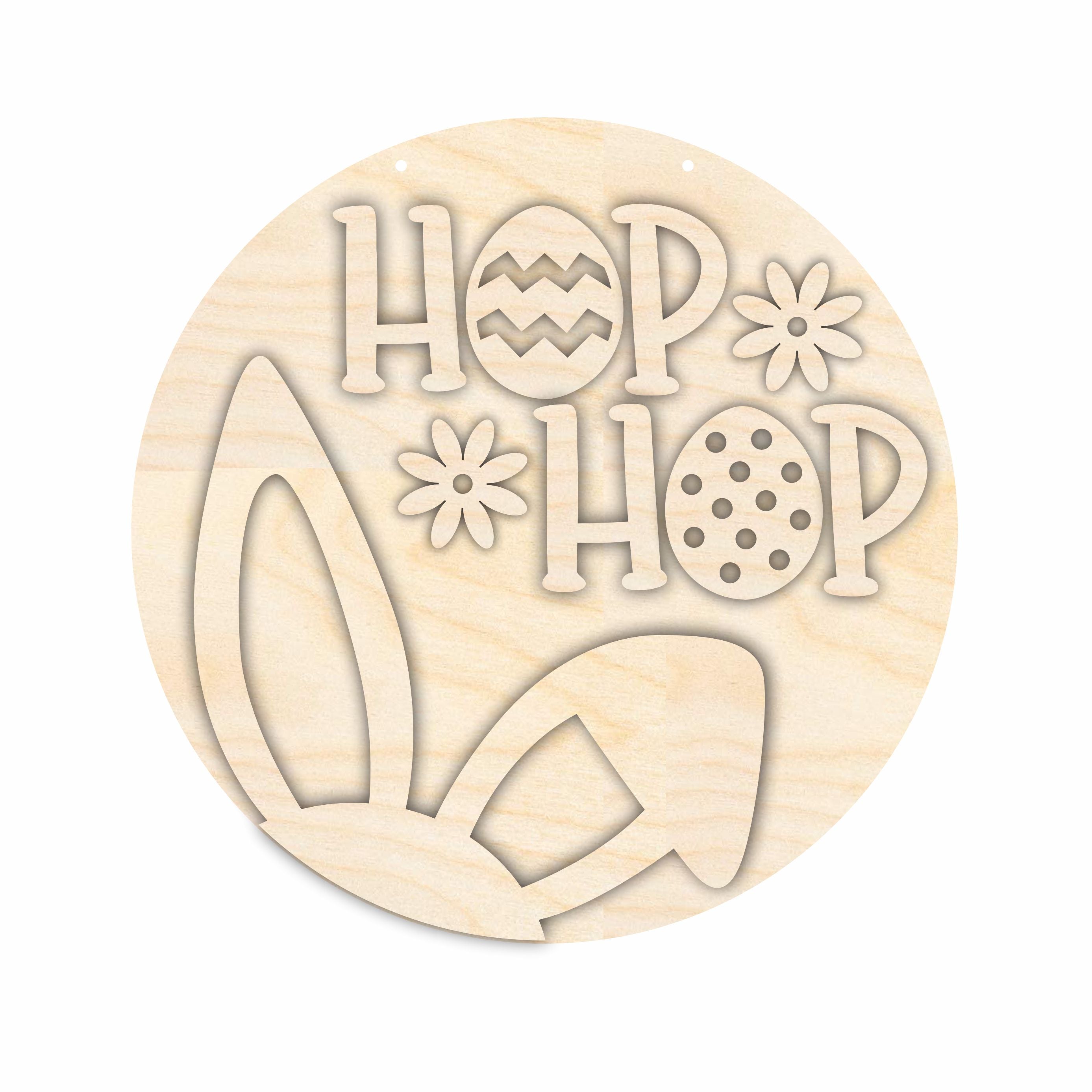 Unfinished Wood Hop Hop Easter Door Sign Kit | Wood Craft Cutouts | 1 ...