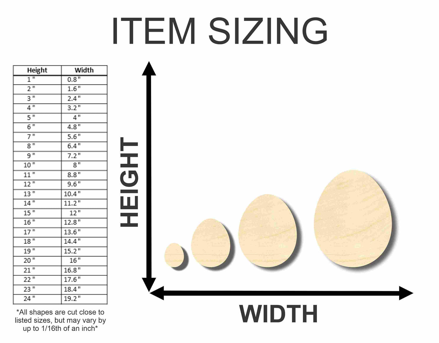 Unfinished Wood Craft Easter Eggs up to 46"  DIY