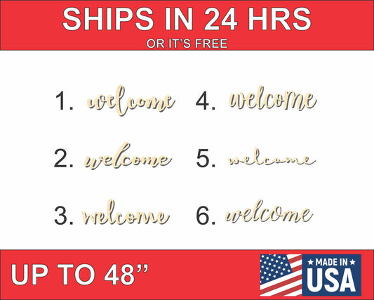 Unfinished Wood Welcome Cutout up to 48" Wide - Home Decor DIY