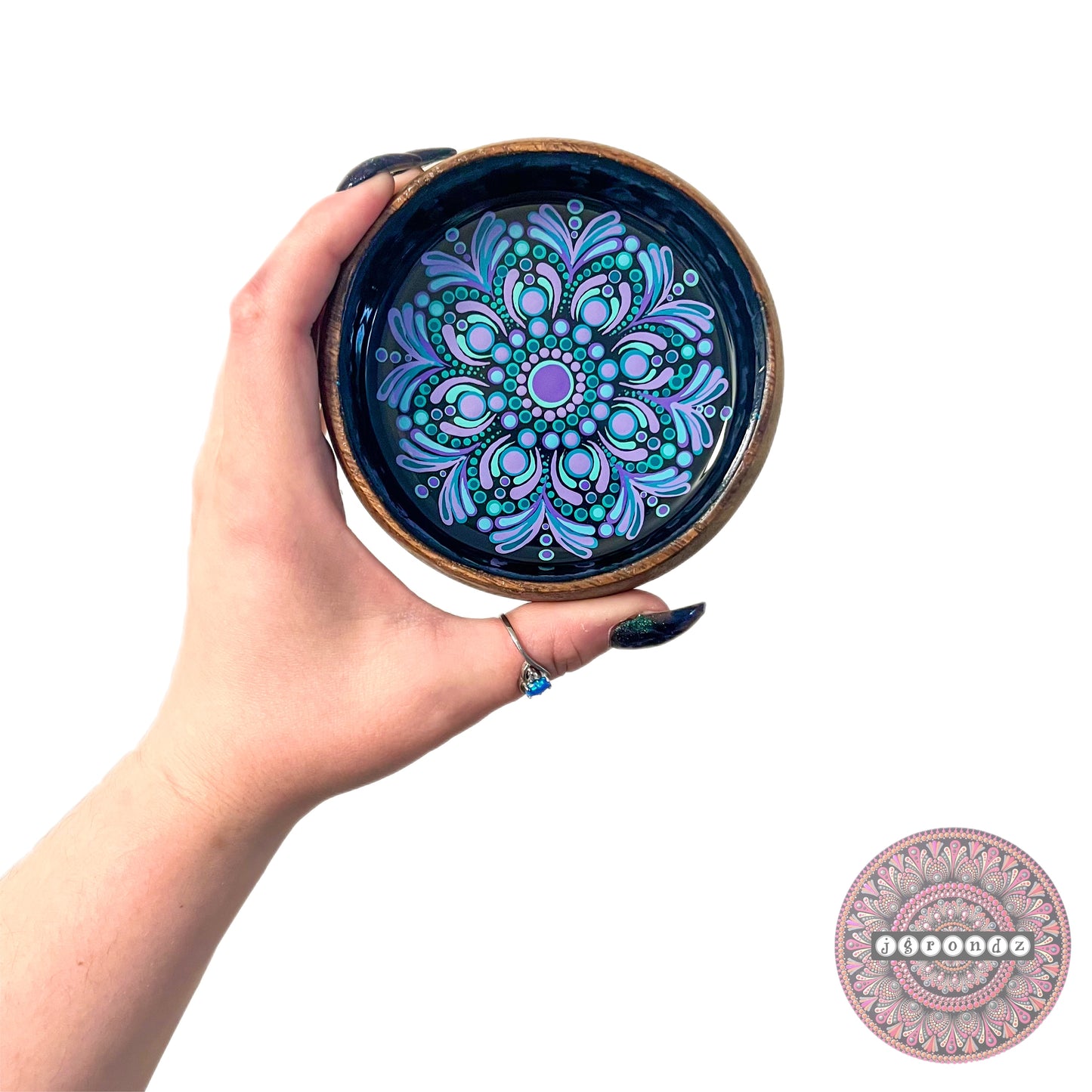 Mandala Wooden Trinket Bowl