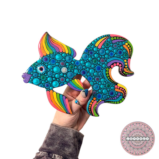 Rainbow Fish Resin & Dot Art