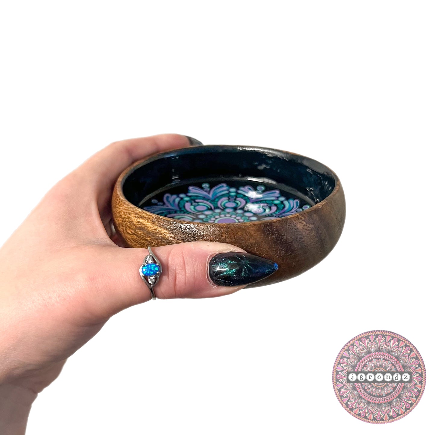 Mandala Wooden Trinket Bowl