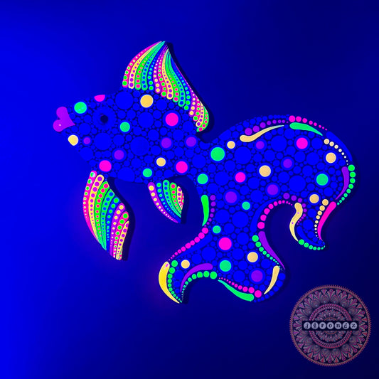 BLACK LIGHT painting Glow Rainbow Fish