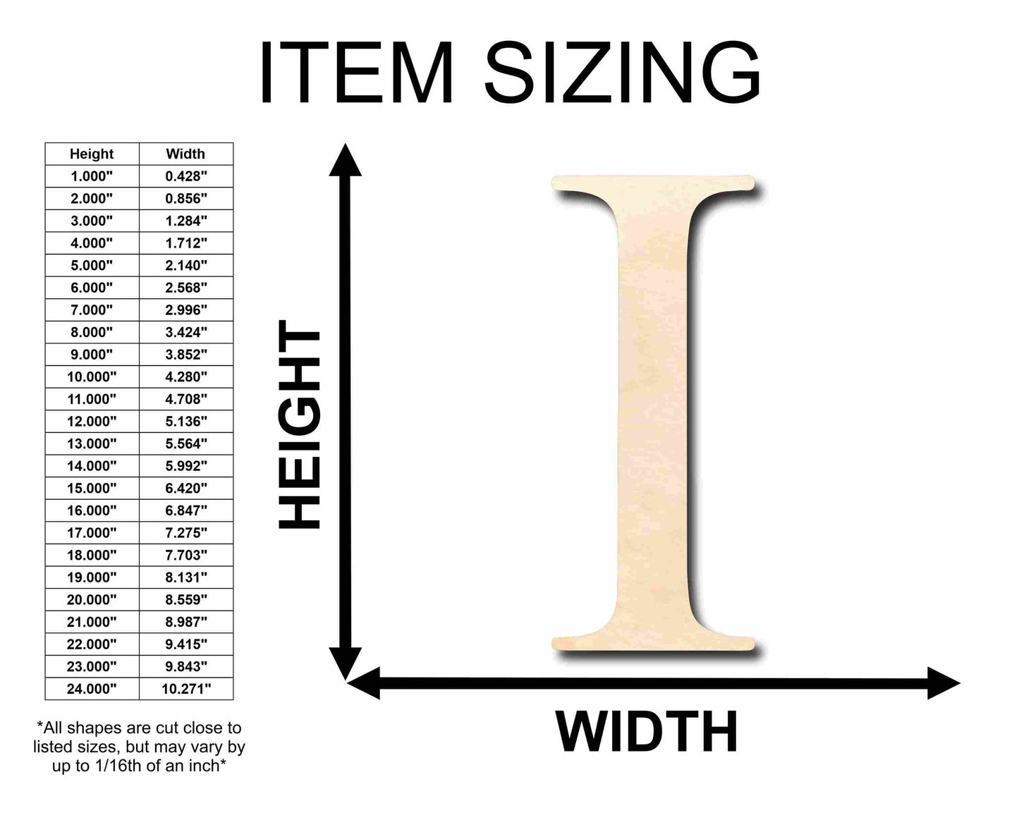 Unfinished Wood Iota Silhouette - Craft- up to 46" DIY