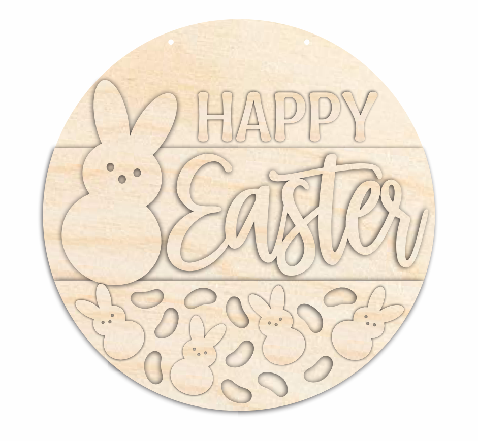 Unfinished Wood Happy Easter Jelly Bean Door Sign Kit | Wood Craft Cutouts | 1/4" Thick |