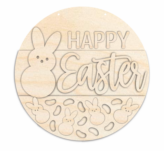 Unfinished Wood Happy Easter Jelly Bean Door Sign Kit | Wood Craft Cutouts | 1/4" Thick |