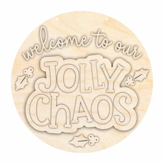 Unfinished Wood Jolly Chaos Door Sign Kit | Wood Craft Cutouts | 1/4" Thick |