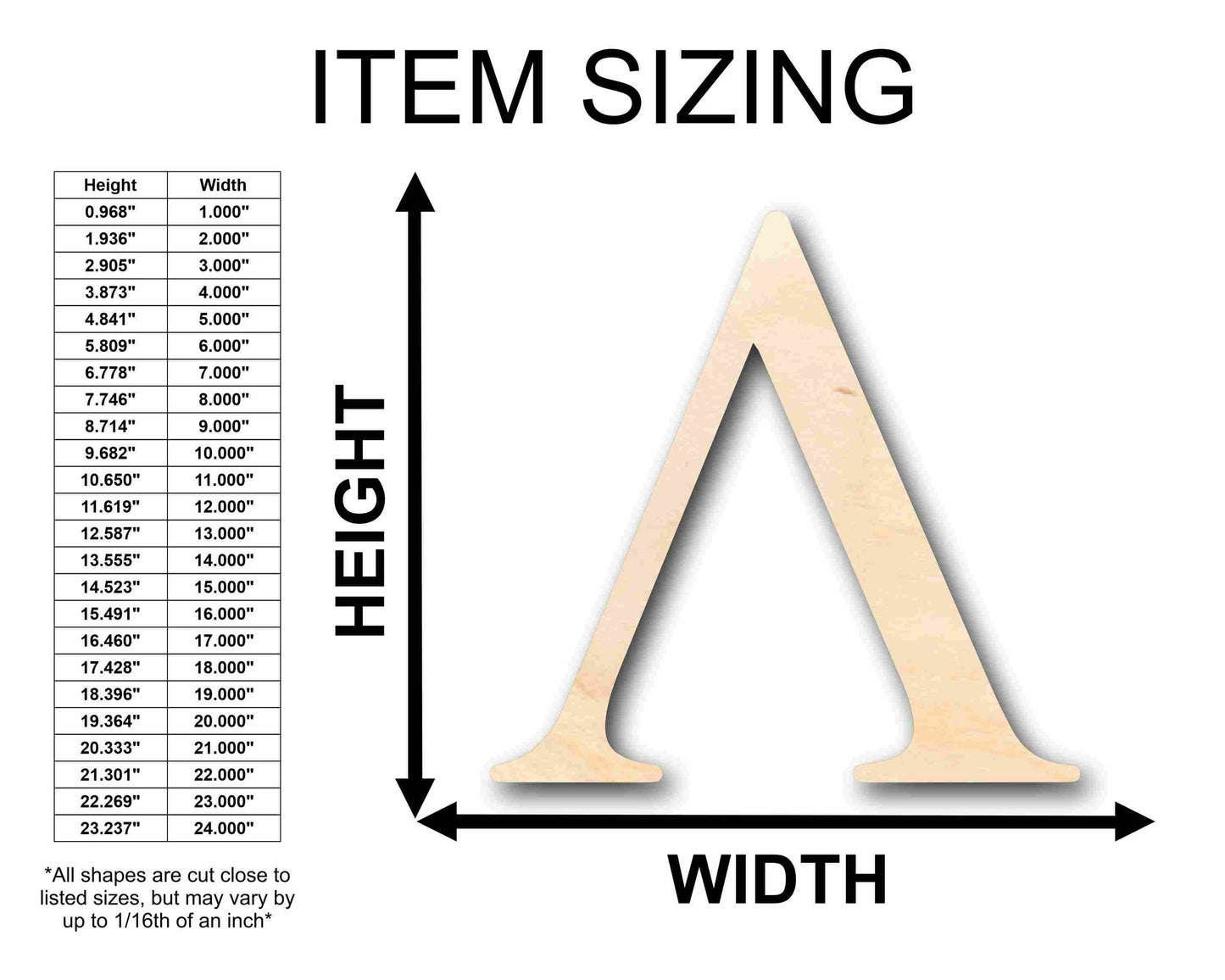 Unfinished Wood Lambda Silhouette - Craft- up to 46" DIY