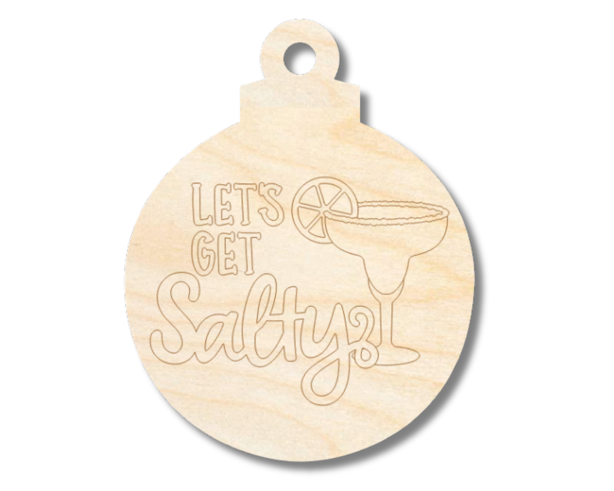Unfinished Wood Etched Let's Get Salty Ornament Shape | Paint By Line Crafts | up to 30" DIY