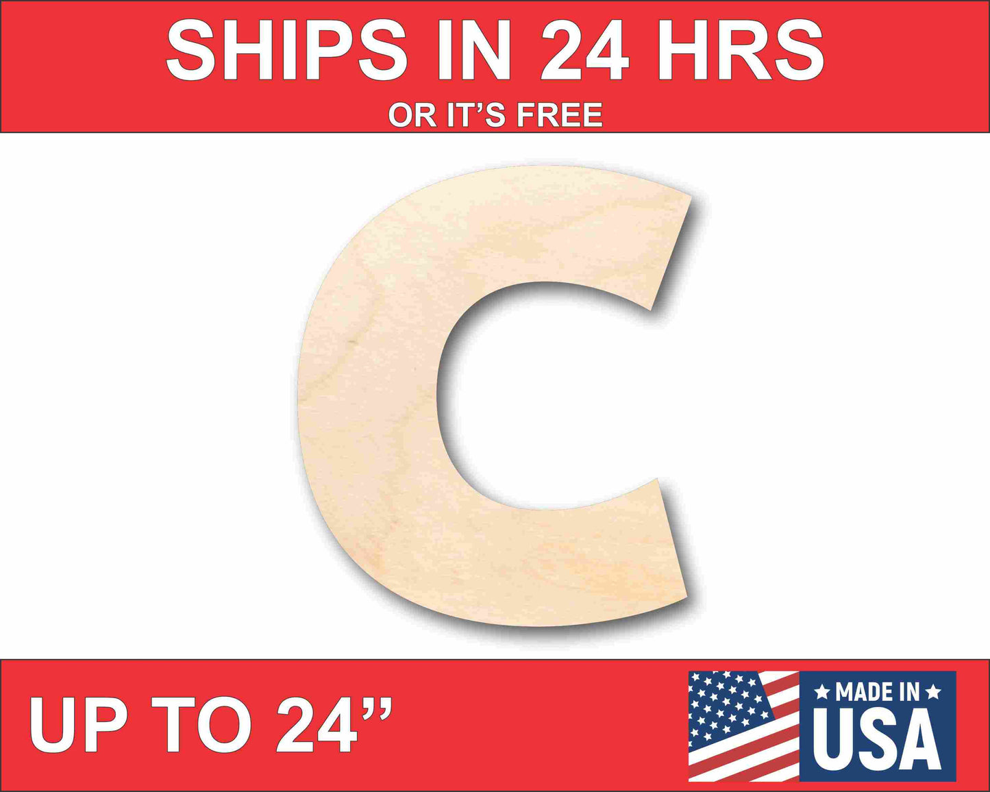 Unfinished Wood Block Letter C - Craft - up to 46" DIY