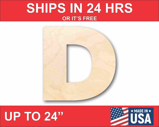 Unfinished Wood Block Letter D - Craft - up to 46" DIY