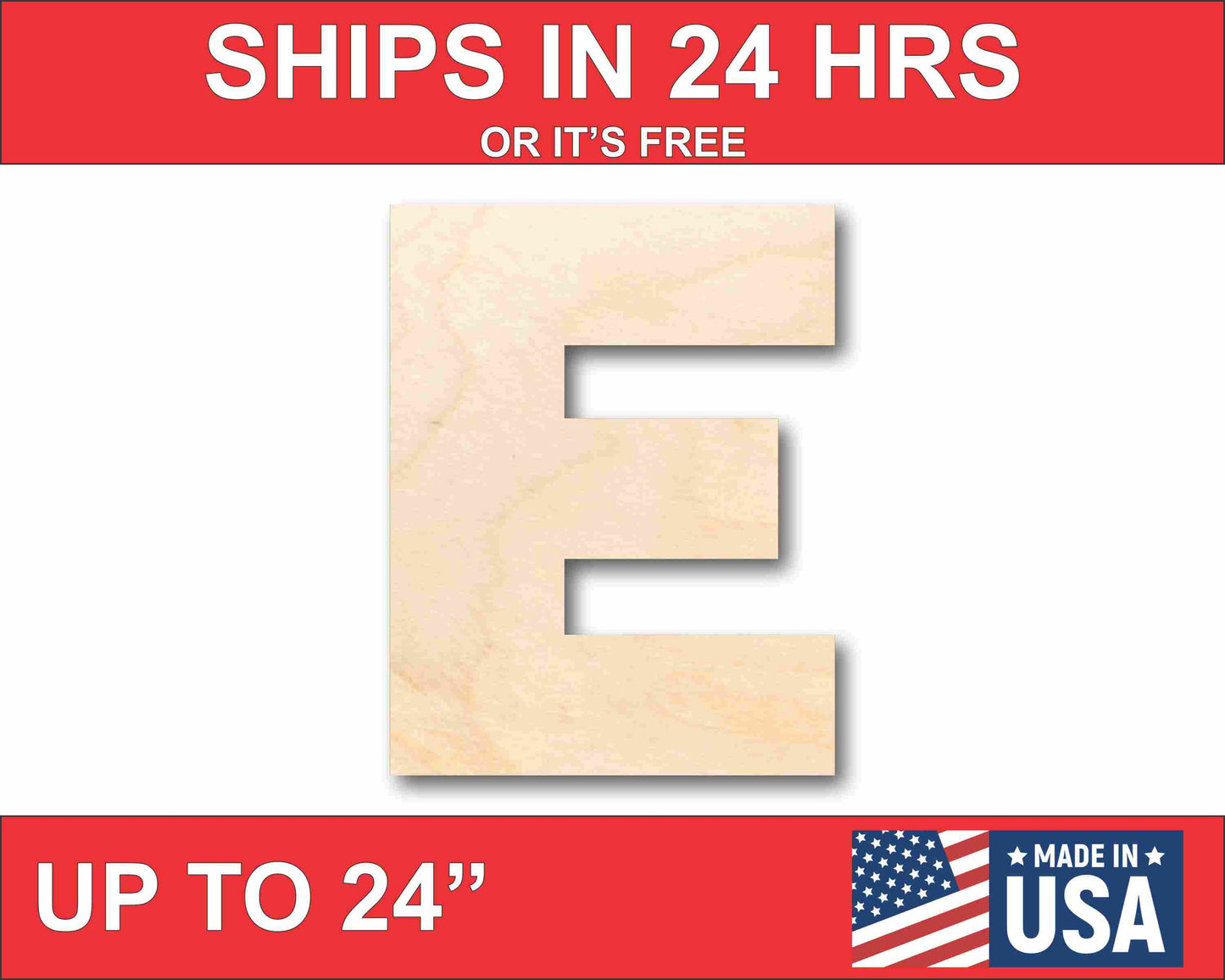 Unfinished Wood Block Letter E - Craft - up to 46" DIY