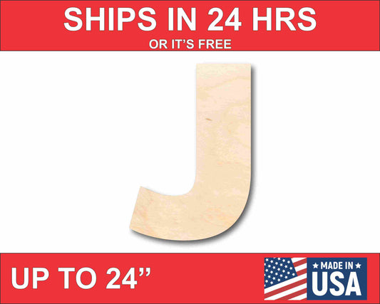 Unfinished Wood Block Letter J - Craft - up to 46" DIY