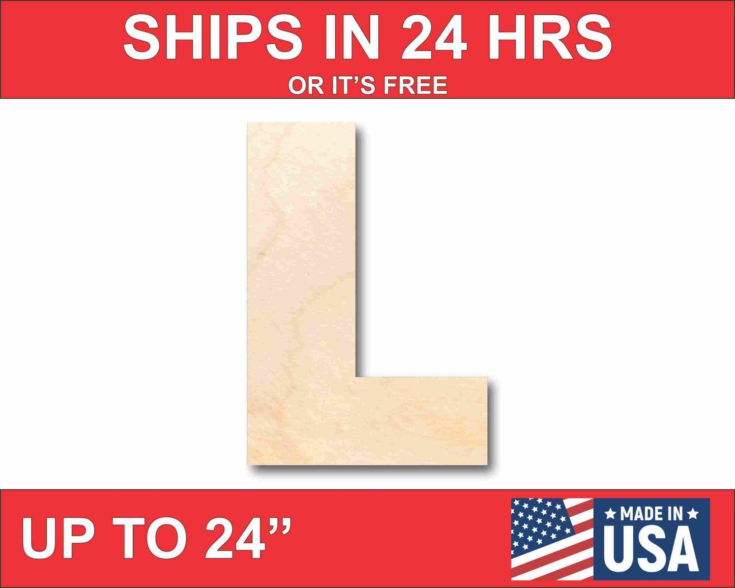 Unfinished Wood Block Letter L - Craft - up to 46" DIY