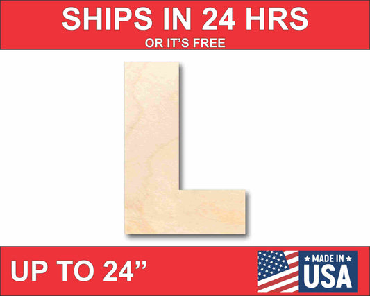 Unfinished Wood Block Letter L - Craft - up to 46" DIY