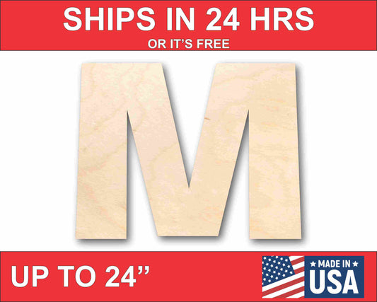 Unfinished Wood Block Letter M - Craft - up to 46" DIY