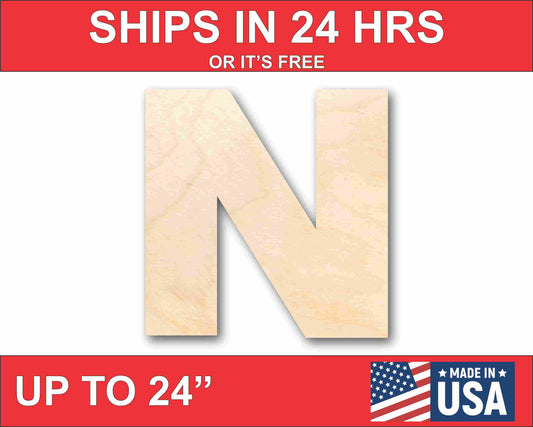 Unfinished Wood Block Letter N - Craft - up to 46" DIY