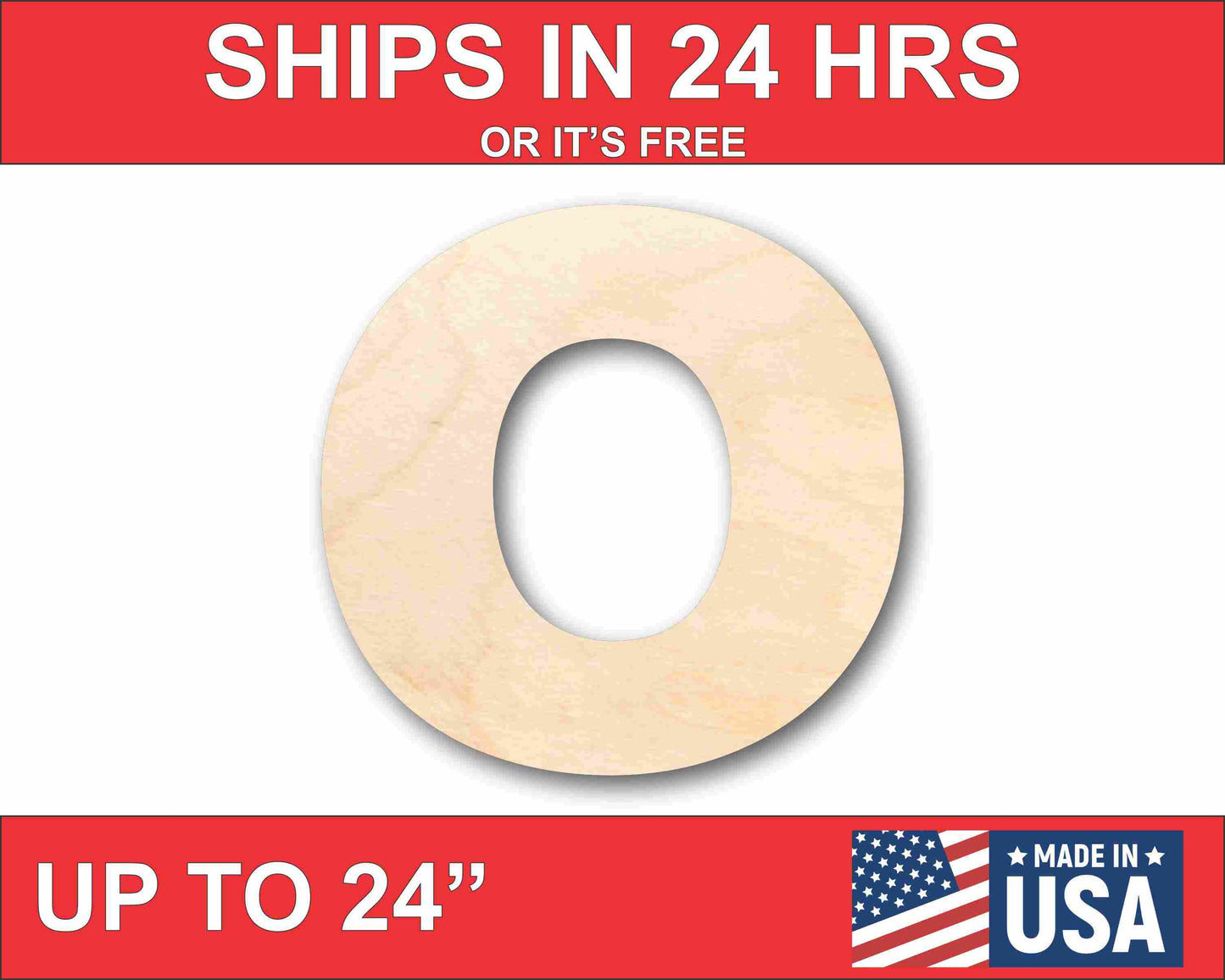 Unfinished Wood Block Letter O - Craft - up to 46" DIY