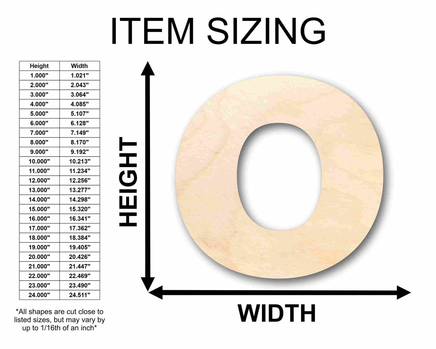 Unfinished Wood Block Letter O - Craft - up to 46" DIY