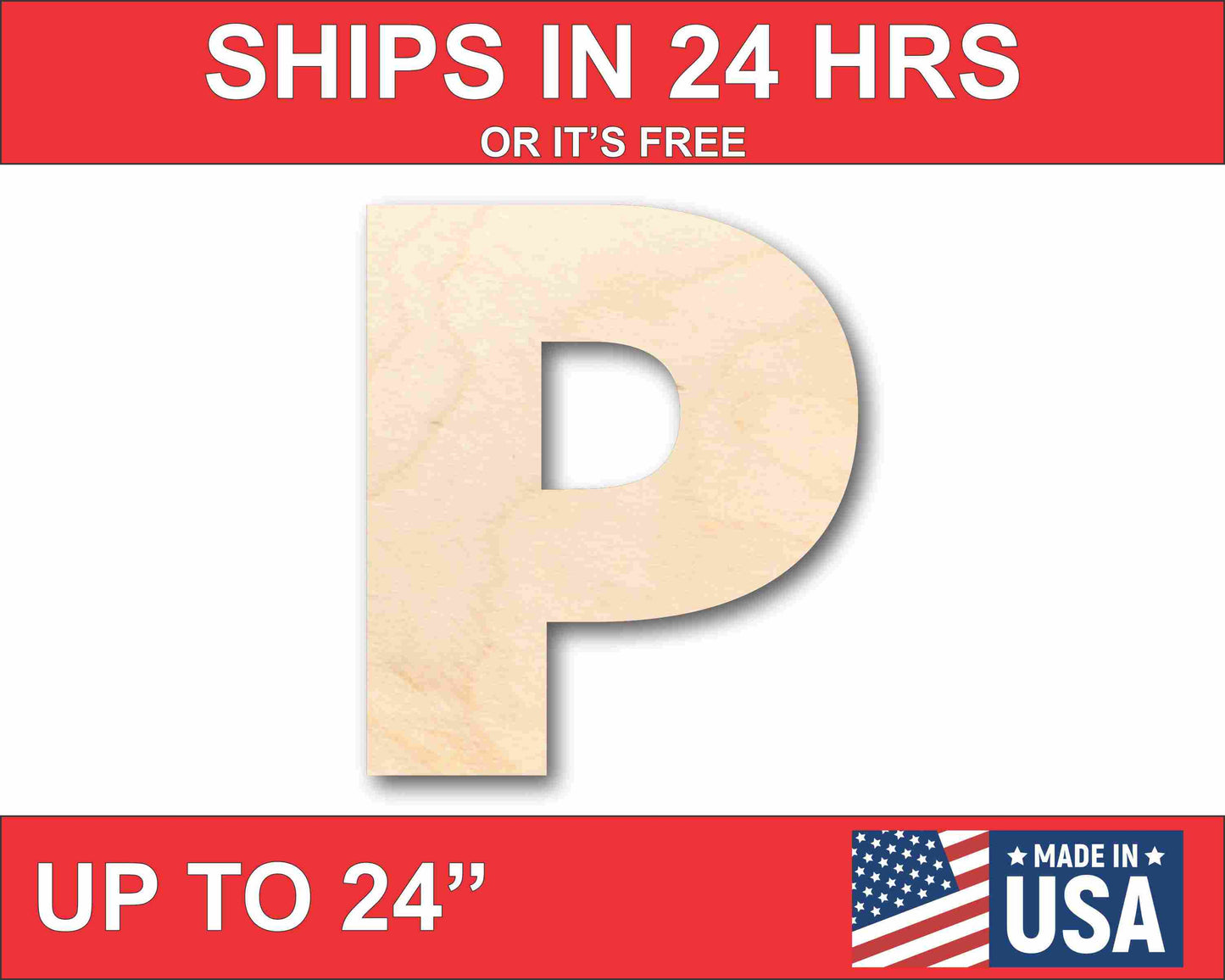 Unfinished Wood Block Letter P - Craft - up to 46" DIY