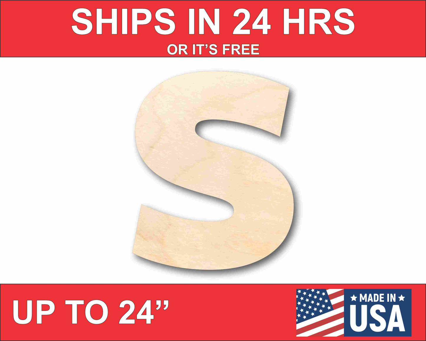 Unfinished Wood Block Letter S - Craft - up to 46" DIY