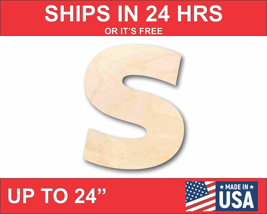 Unfinished Wood Block Letter S - Craft - up to 46" DIY