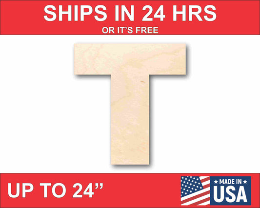Unfinished Wood Block Letter T - Craft - up to 46" DIY