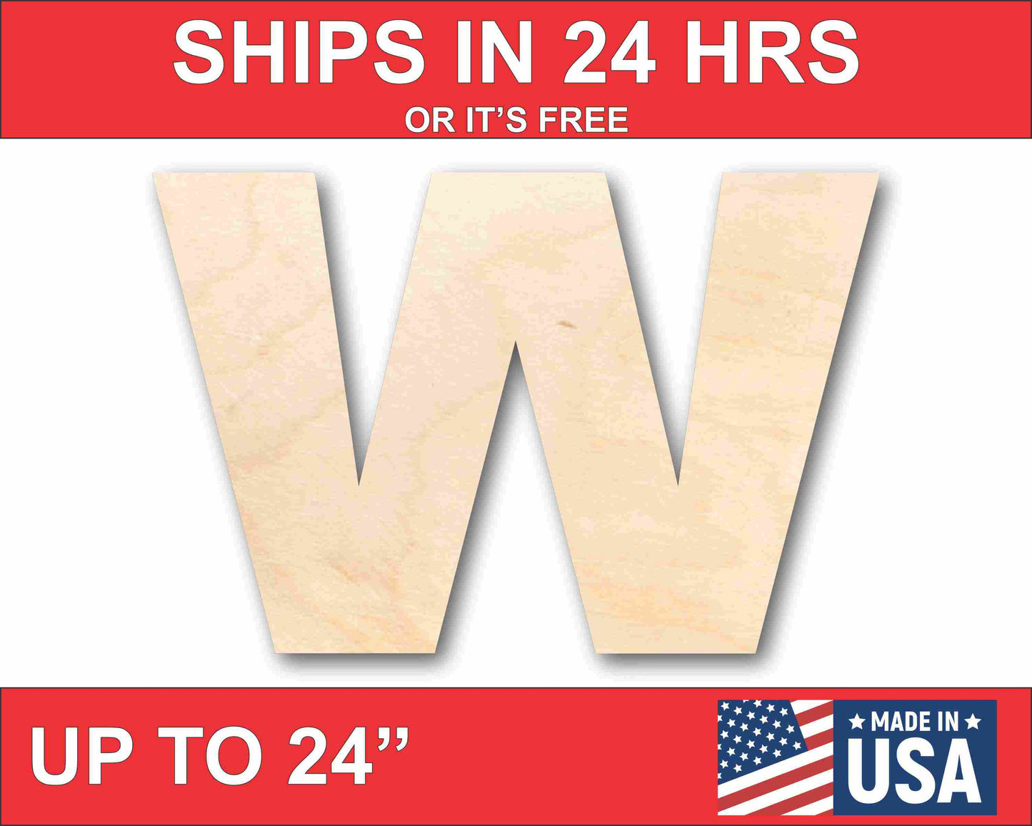 Unfinished Wood Block Letter W - Craft - up to 46" DIY