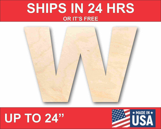 Unfinished Wood Block Letter W - Craft - up to 46" DIY