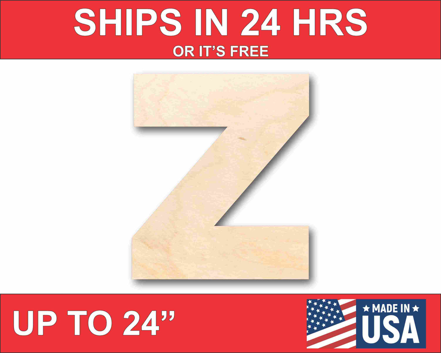 Unfinished Wood Block Letter Z - Craft - up to 46" DIY