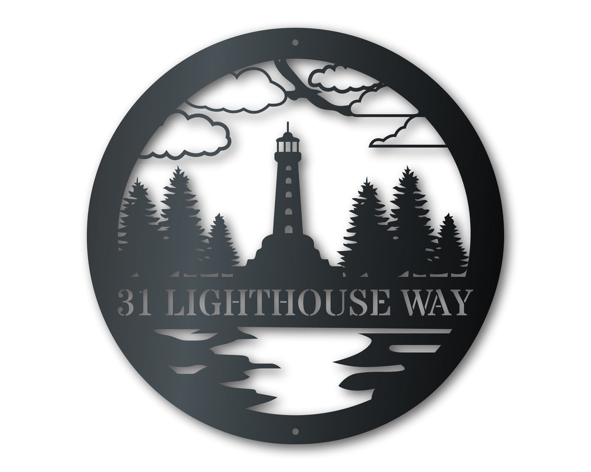 Lighthousecu Sign In Custom Metal Lighthouse Forest Wall Art | Nautical Coastal Sign | Indo ...