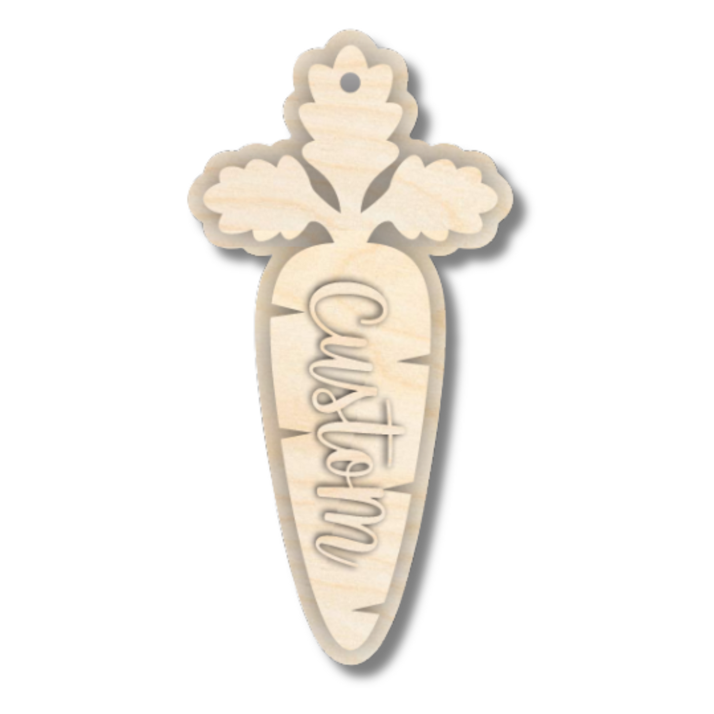 Unfinished Wood Layered Custom Name Carrot Gift Tags | 4 Options | 3 Piece | 4"-6" Tall | 1/8" Wood | Wood Craft DIY