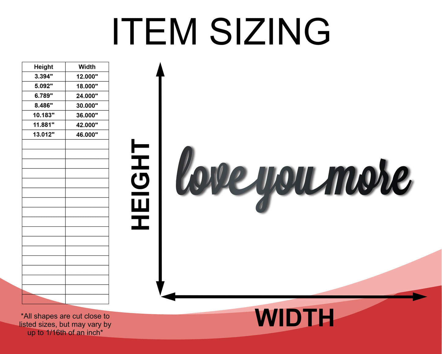 Metal Love You More Wall Art - Metal Sign - 14 Color Options