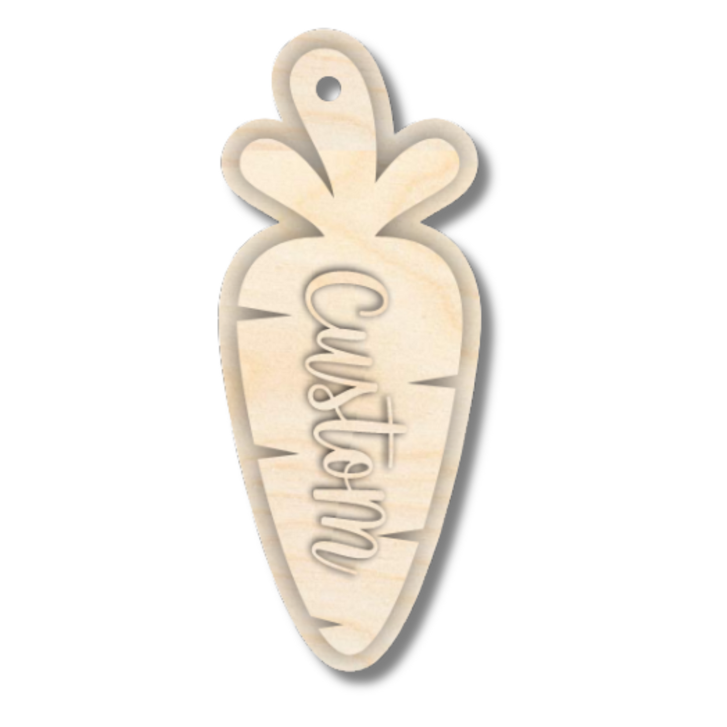 Unfinished Wood Layered Custom Name Carrot Gift Tags | 4 Options | 3 Piece | 4"-6" Tall | 1/8" Wood | Wood Craft DIY
