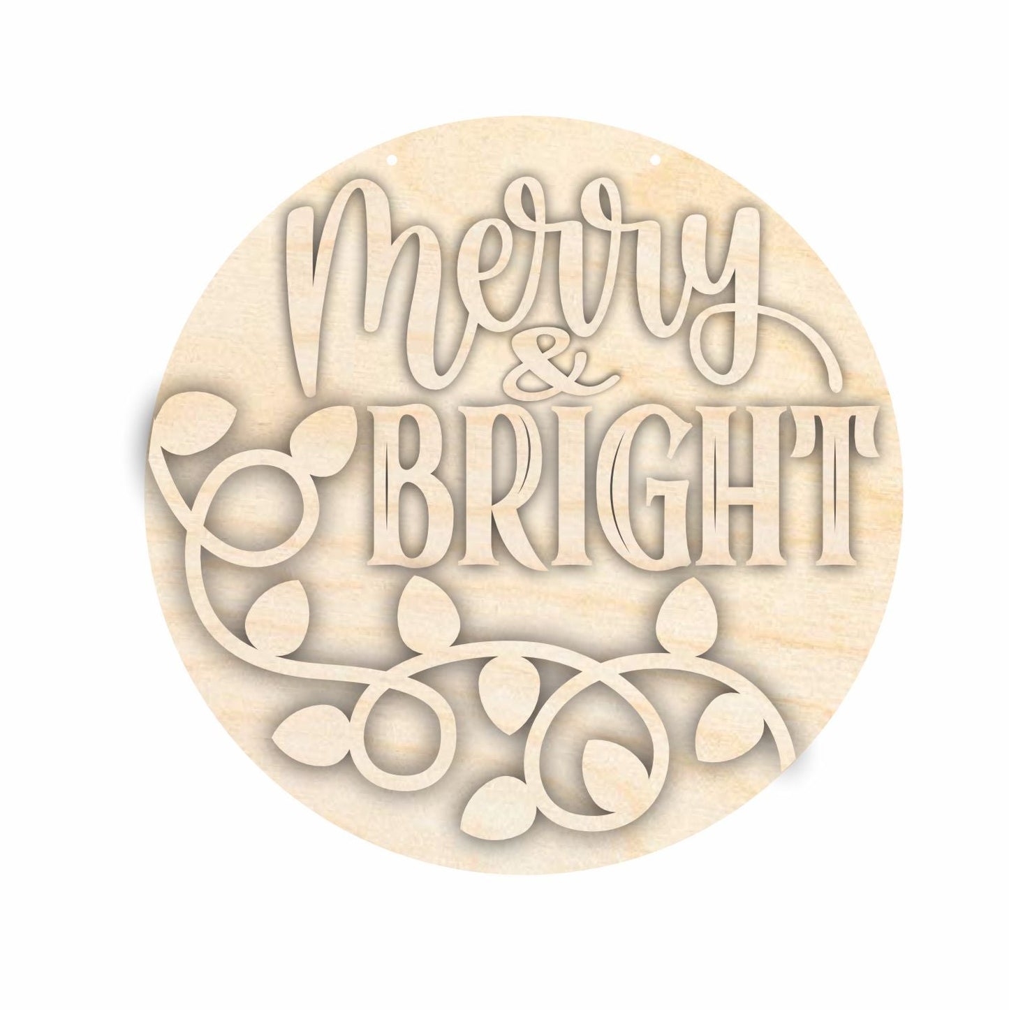 Unfinished Wood Merry and Bright Door Sign Kit | Wood Craft Cutouts | 1/4" Thick |