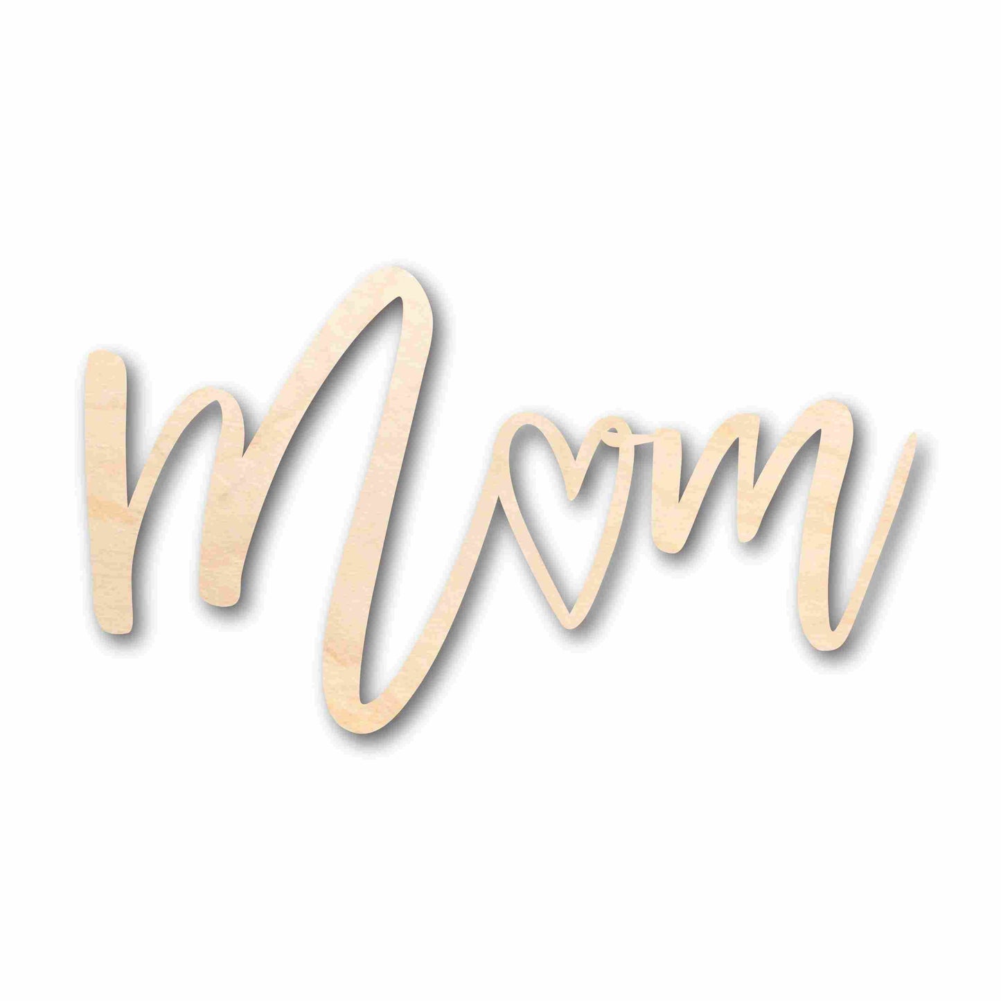 Mother's Day Craft Unfinished Wood Cutout "Mom" Script Font DIY handmade Gift