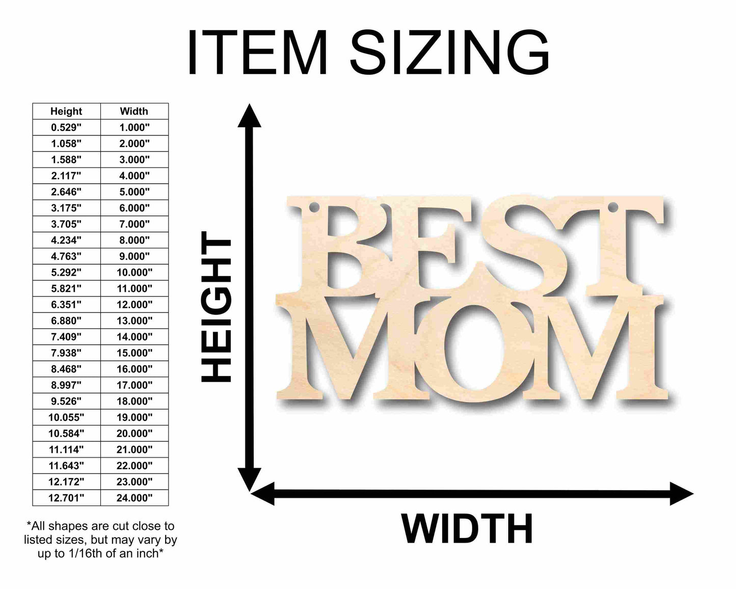 Mother's Day Craft Unfinished Wood Cutout "Best Mom"  DIY handmade Gift